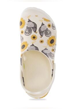 Western Chief Easies Rooster Clog in Cream - Sunflower & Rooster Design